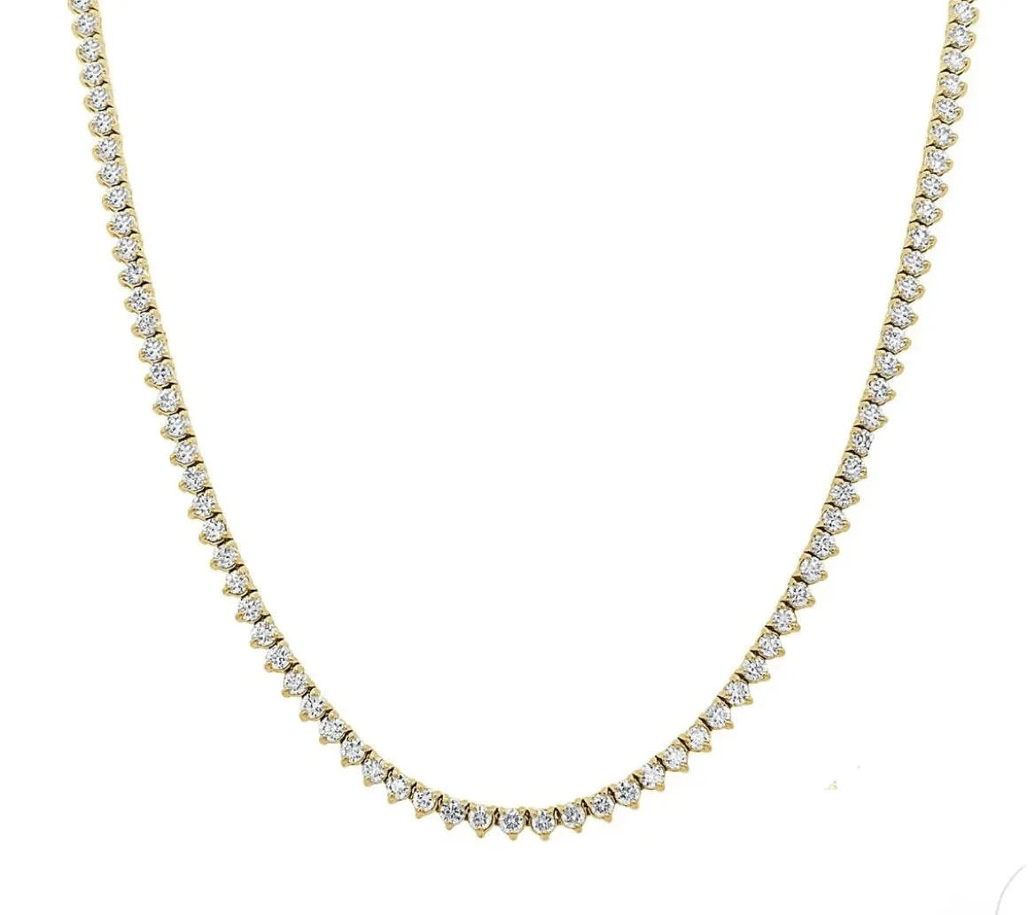 14k Three Prong Tennis Necklace
