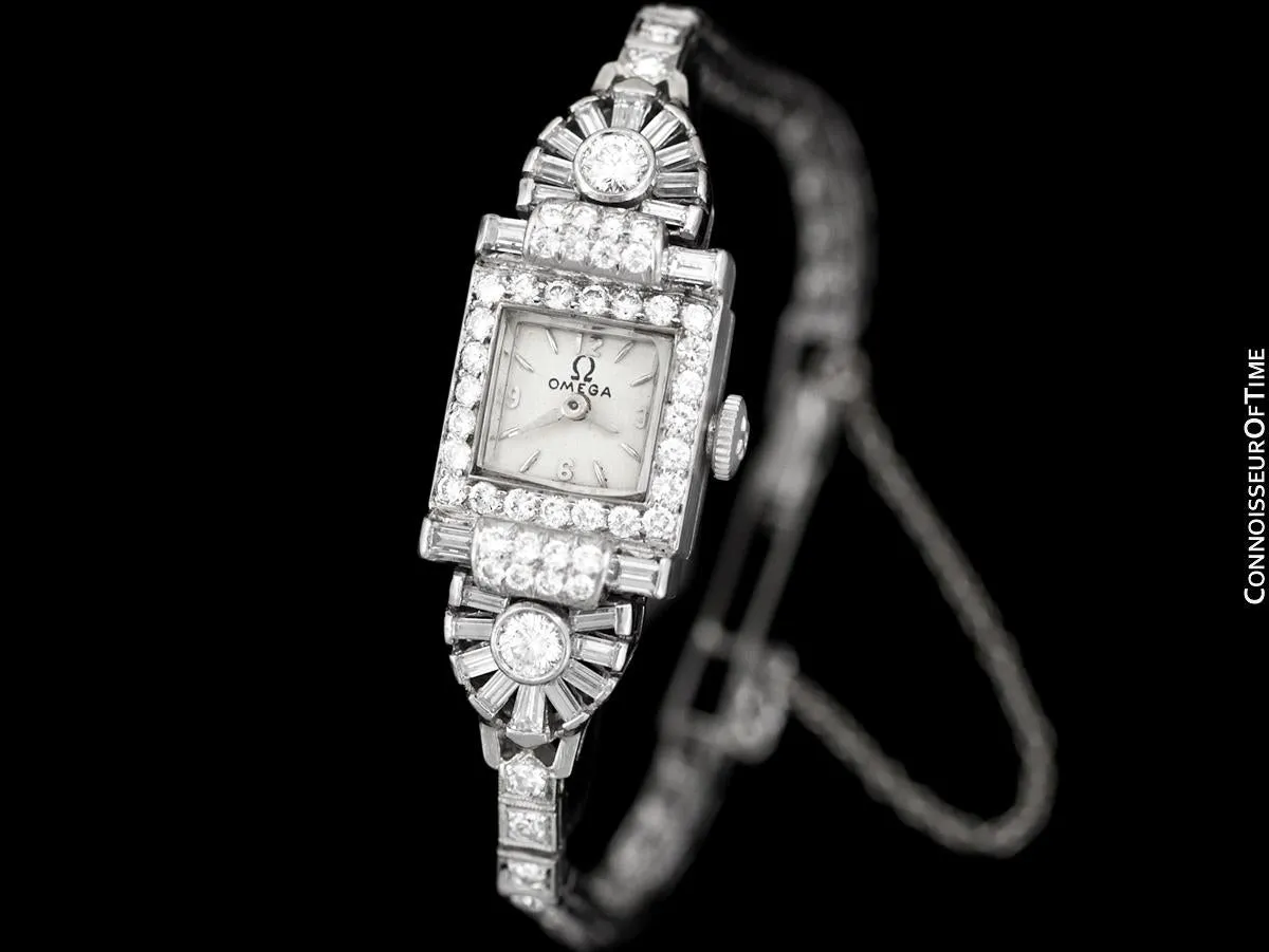 1950's Vintage Ladies Watch with Omega Movement - Platinum over 3.5 Carats of Diamonds