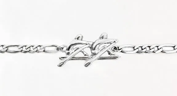 3D Side View Rowing Double Sculls with Chain Link Bracelet