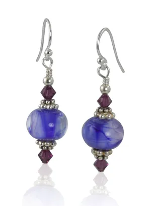 Amethyst Swirls Lampwork Bead Earrings