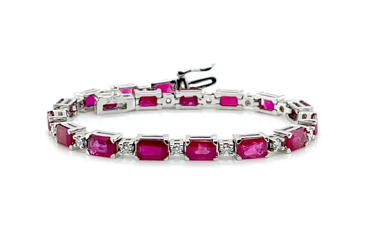 Bracelet 18kt White Gold Ruby & Diamonds Tennis