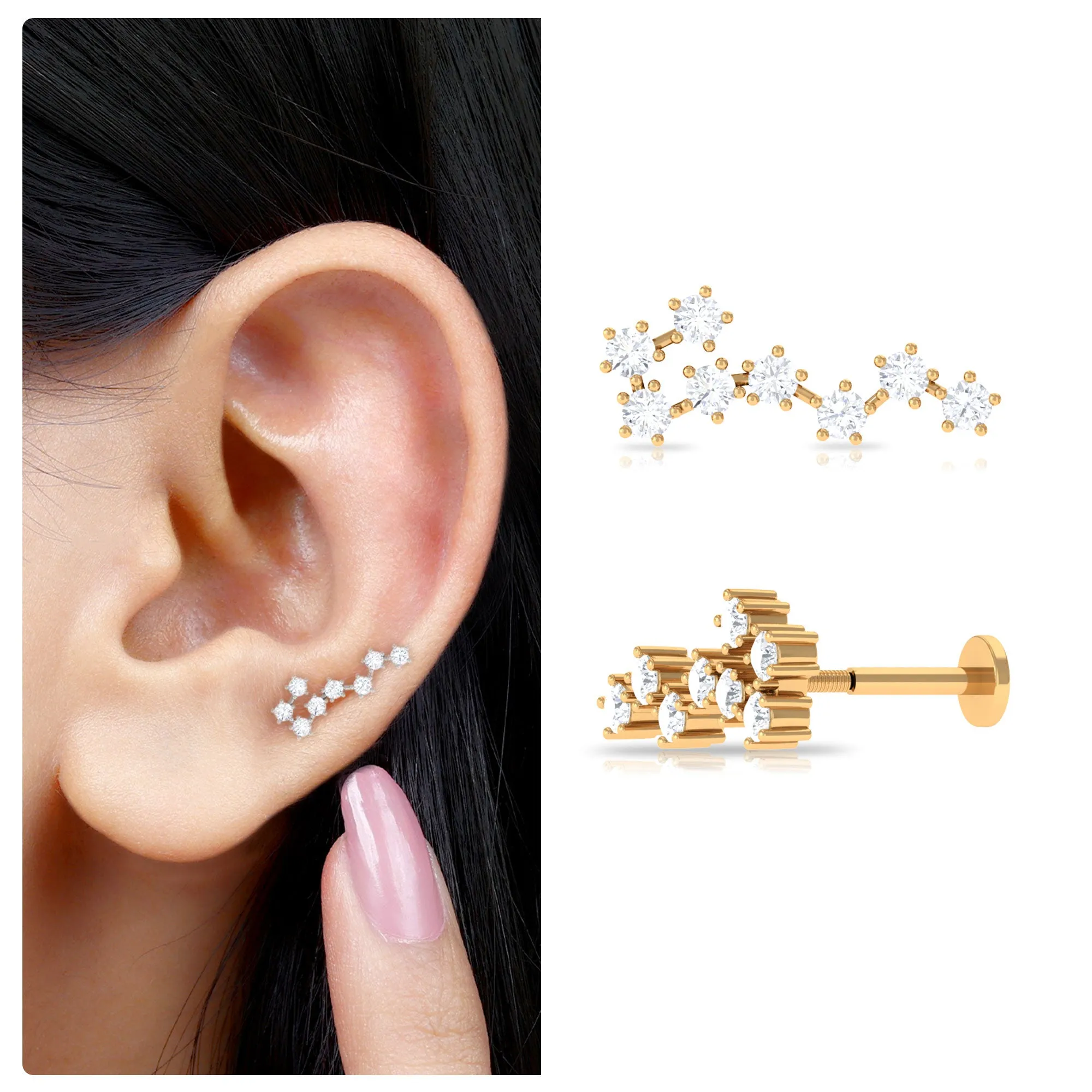 Certified Moissanite Scorpio Zodiac Ear Climber Earring