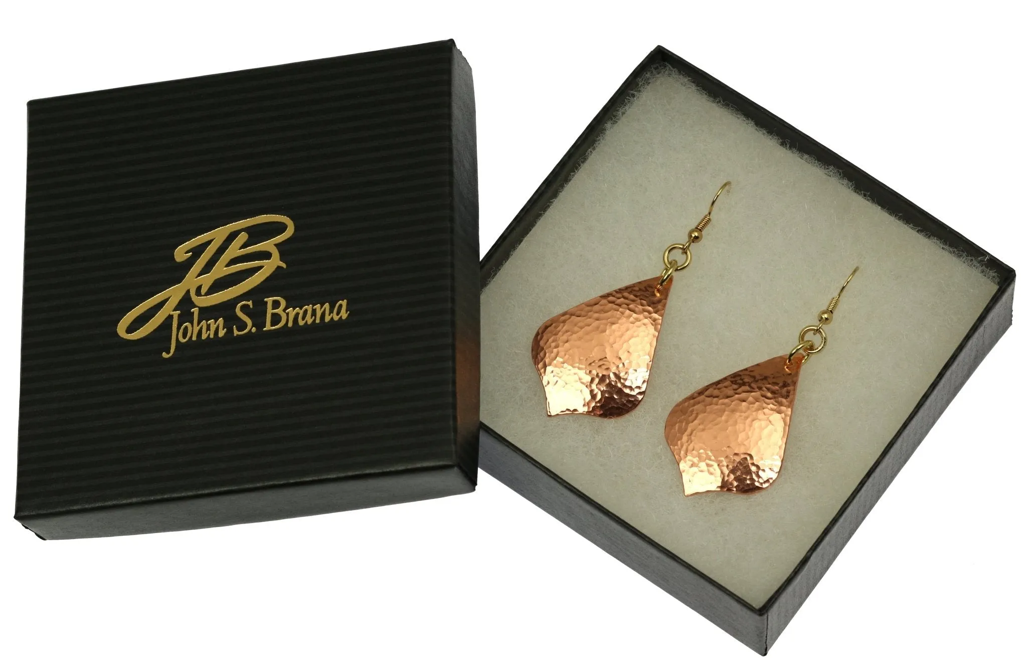 Hammered Copper Arabesque Drop Earrings