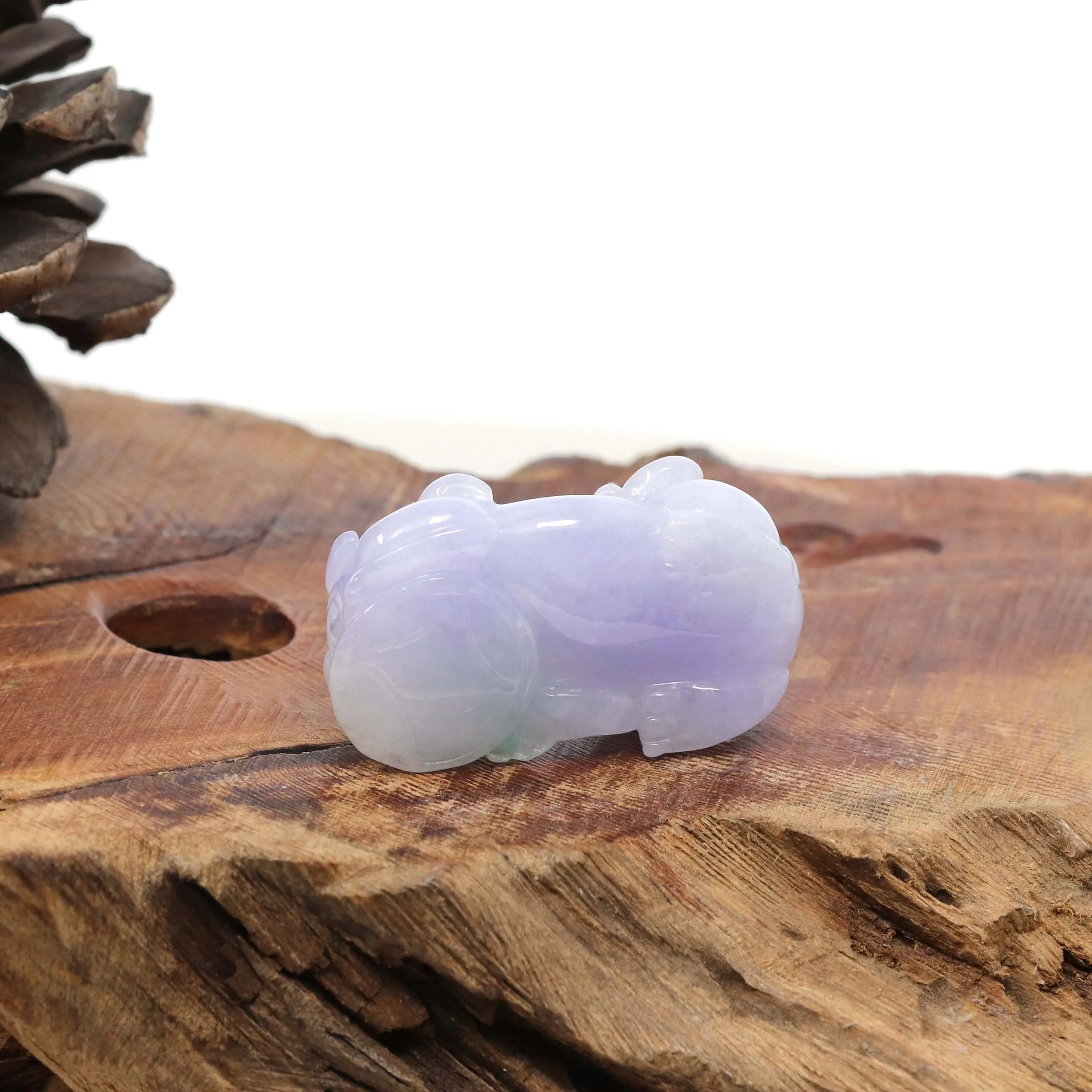 Natural  Burmese Ice Lavender Green Jadeite Jade PiXiu Pendant Necklace