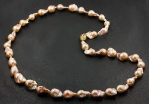 Peach Color Baroque Pearl Necklace