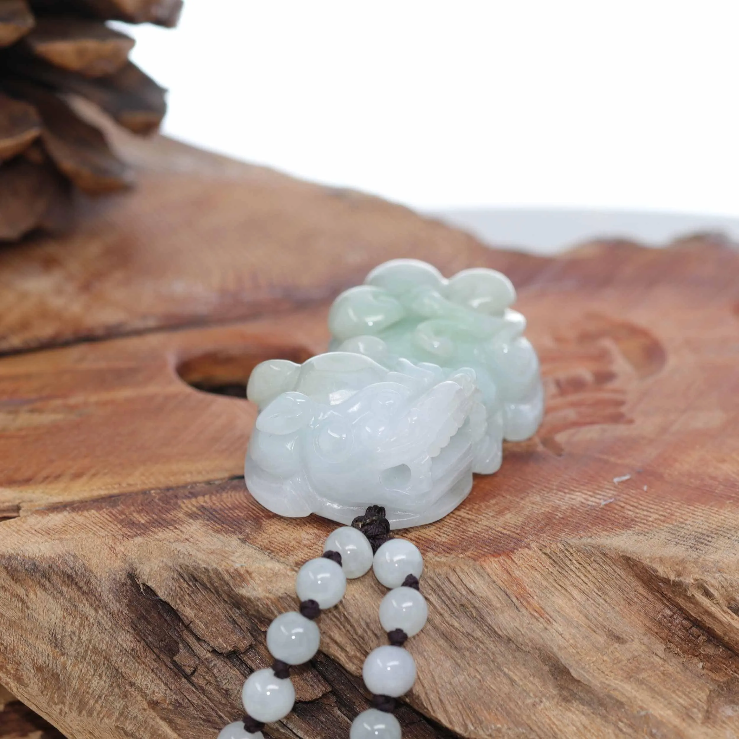 RealJade® Co. Pi Xiu Genuine Burmese Lavender Green Jadeite Jade PiXiu Pendant Necklace (FengShui Lucky)