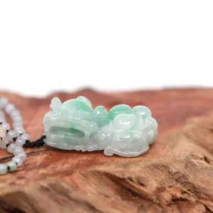 RealJade® Pi Xiu Genuine Burmese Lavender Green Jadeite Jade PiXiu Pendant Necklace (FengShui Lucky)
