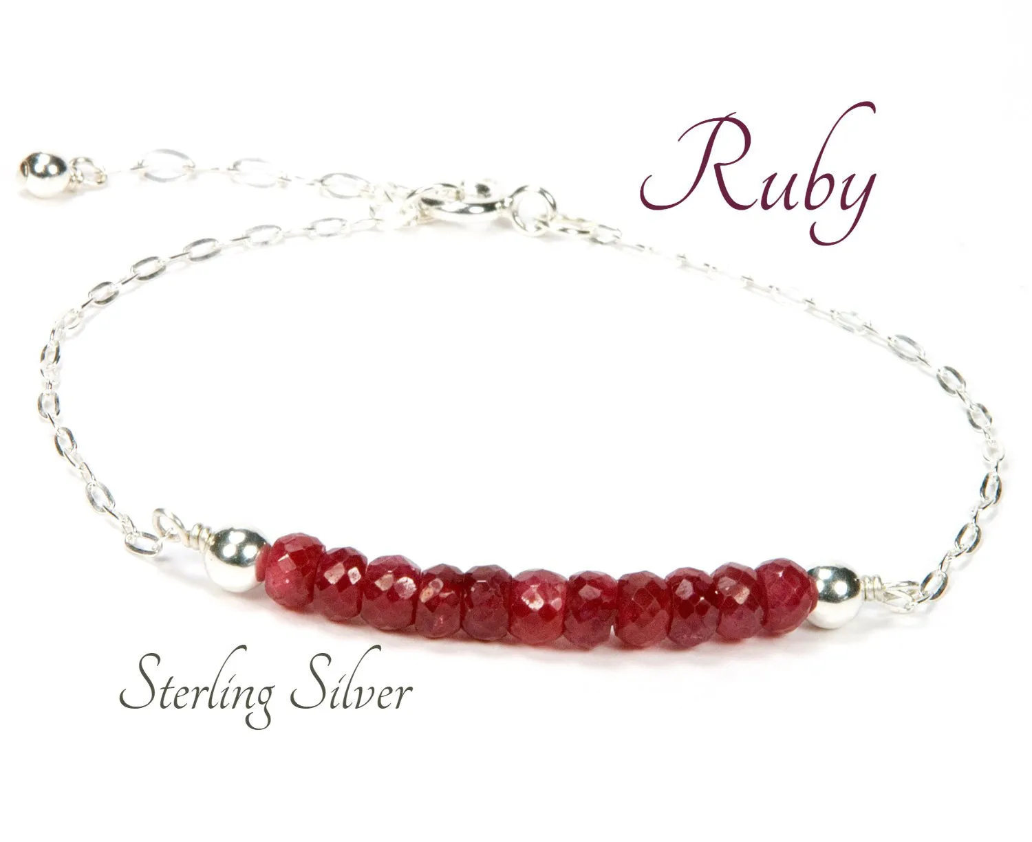 Ruby Sterling Silver Gemstone Bracelet