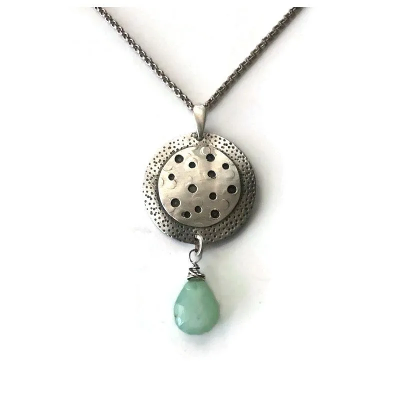 Sterling Silver and Gemstone Necklace Shown with Chalcedony N336 by Joanna Craft Jewelry Design