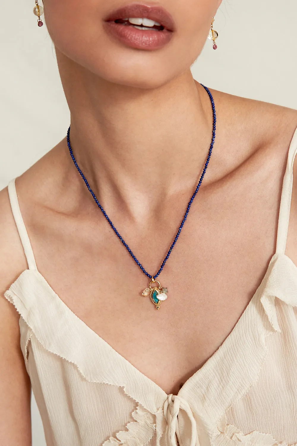 Tavi Charm Necklace Lapis Mix