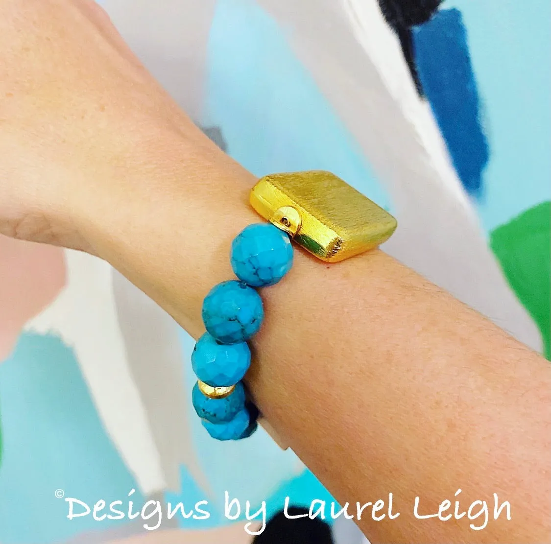 Turquoise and Gold Beaded Bracelet