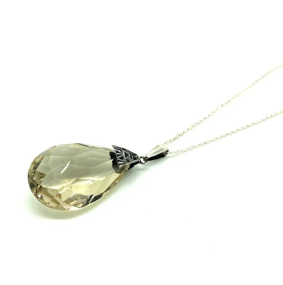 Vintage 1920s Art Deco Citrine Silver Necklace
