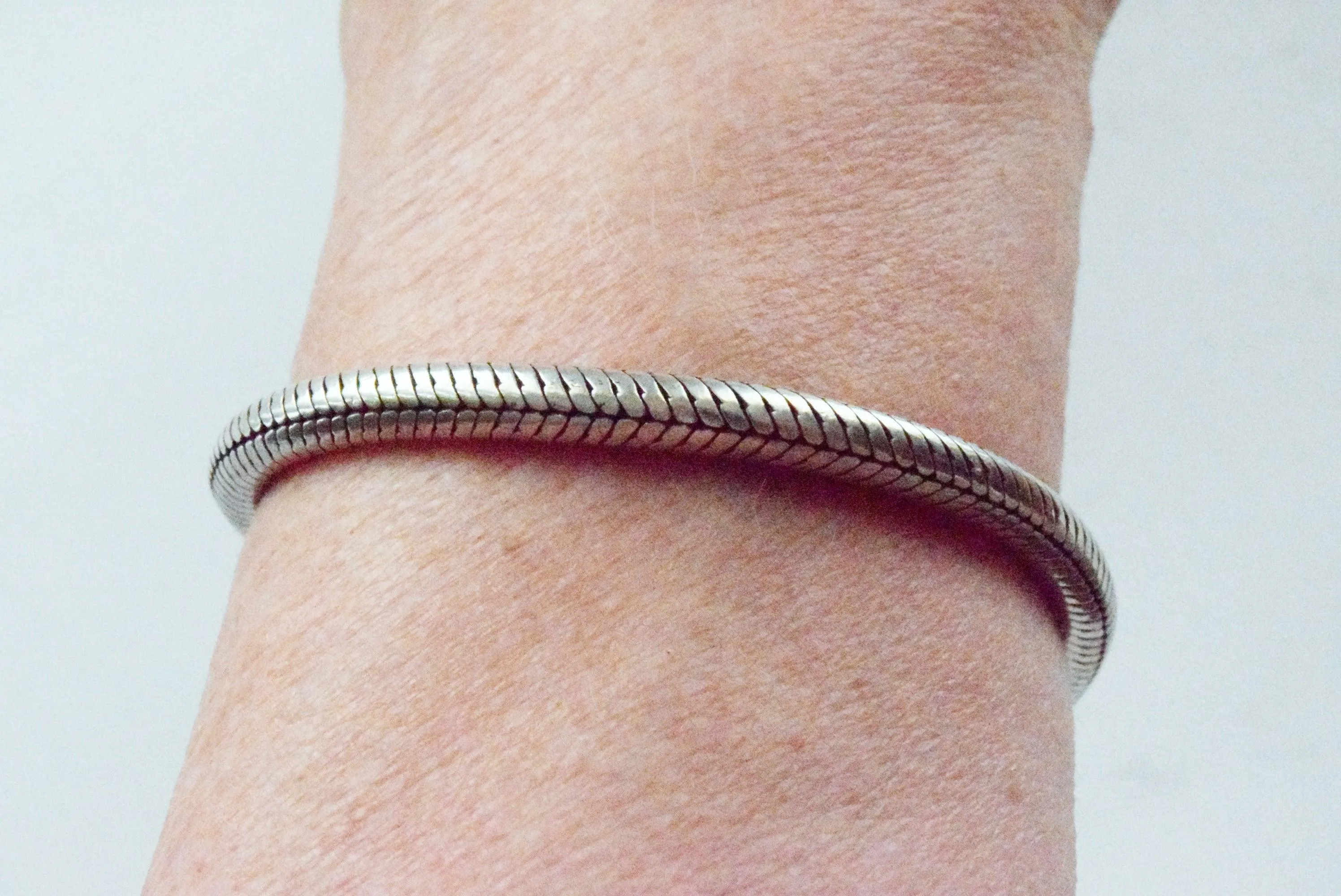 Vintage Silver Indian Snake Chain Bracelet