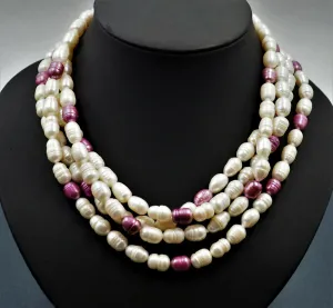 Womens Necklace Baroque Cultured Pearls & Dyed Cultured Pearls Vintage Jewellery